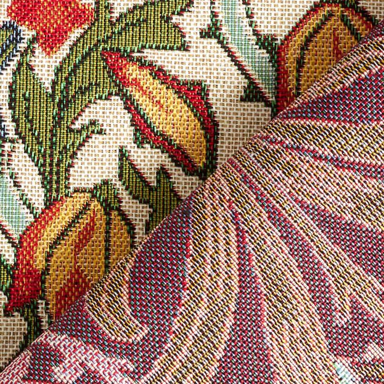 Decostof Gobelin gebloemd art nouveau motief – creme/lichtgroen, image number 4