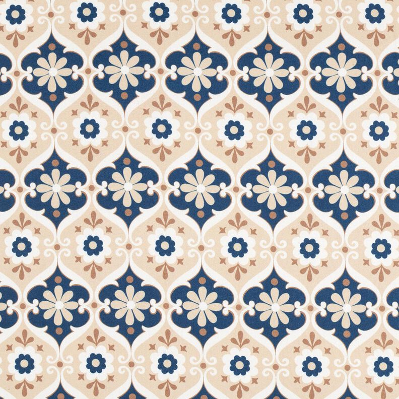Jersey bloemenornamenten – beige/marineblauw, image number 1