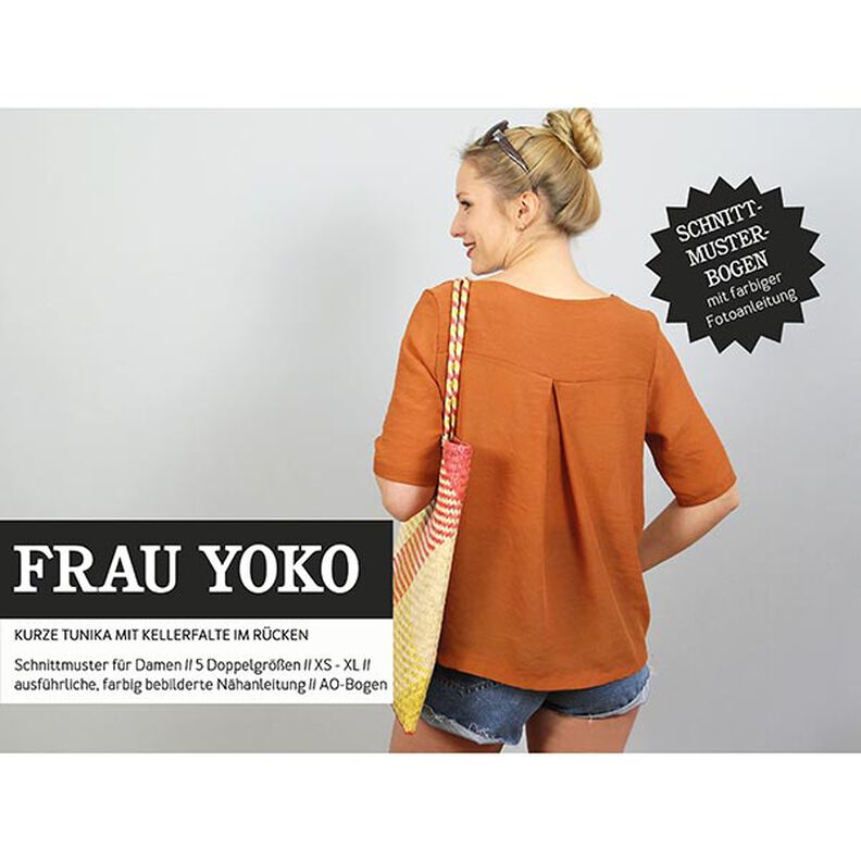 FRAU YOKO - korte tuniek met plooien op de rug, Studio Schnittreif  | XS -  XXL,  image number 1