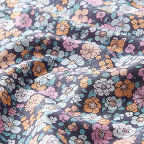 GOTS Katoenpopeline Bloemenweide | Poppy Fabrics – leigrijs, 