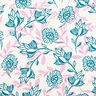 Viscose-linnen-mix Bloemen| Poppy Fabrics – ivoor/turkoois,  thumbnail number 1