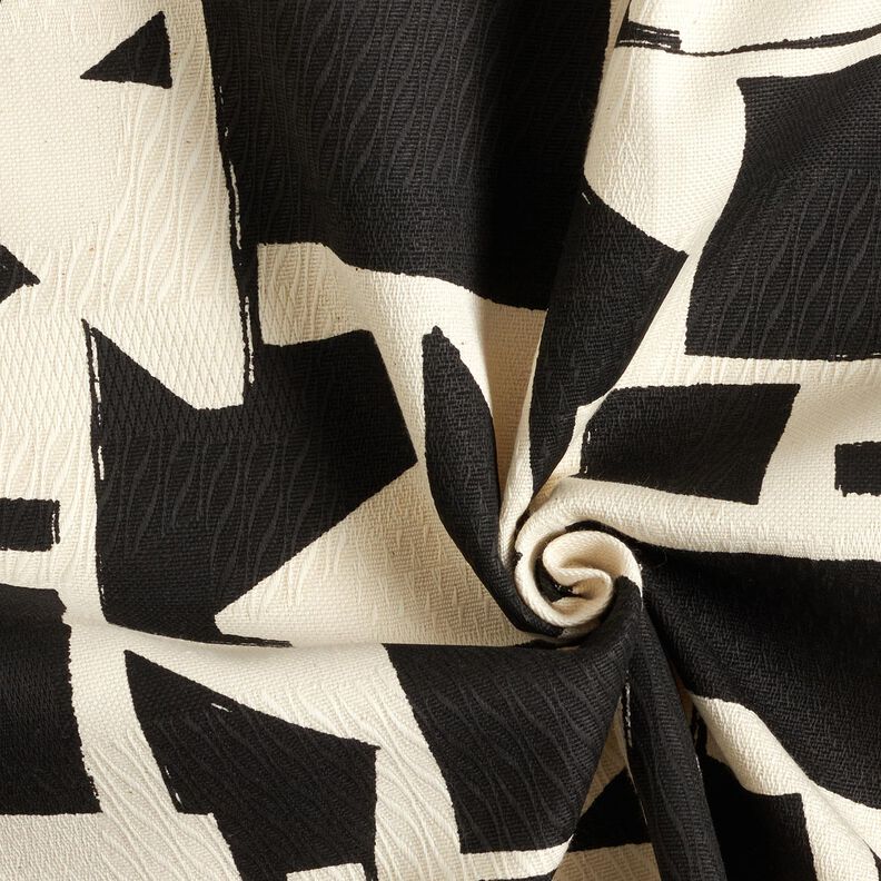 Decostof Jacquard abstracte structuur – zwart/ecru,  image number 3