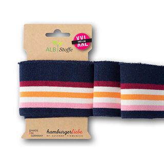 GOTS Boordstof CUFF ME COLLEGE [ 140 cm | 7 cm ] | Albstoffe – marineblauw/oranje, 