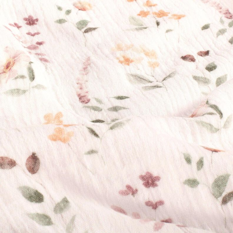 Mousseline/dubbel gehaakte stoffen wilde weide Digitaal printen – wit,  image number 2