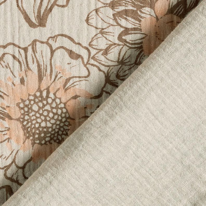 Mousseline/dubbel gehaakte stoffen Zomerbloemen – licht taupe/middelbruin, image number 4