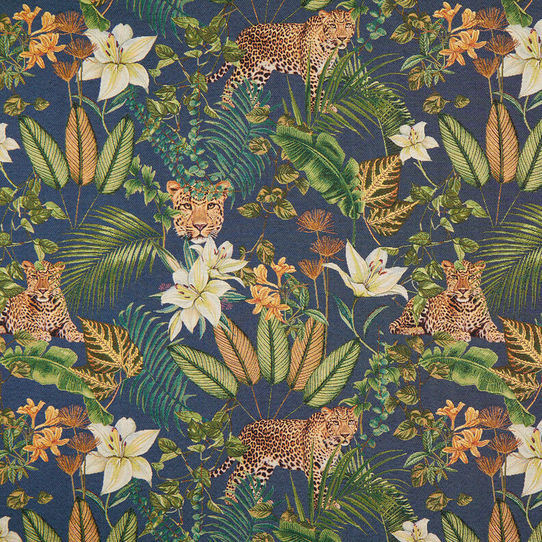 Decostof Gobelin Luipaarden in de jungle – blauw/groen, image number 1