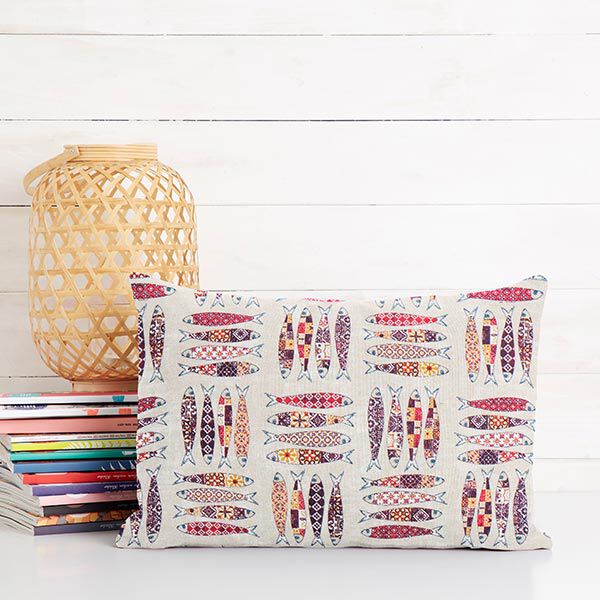 Decostof Canvas Sardines – rood/natuur, image number 7