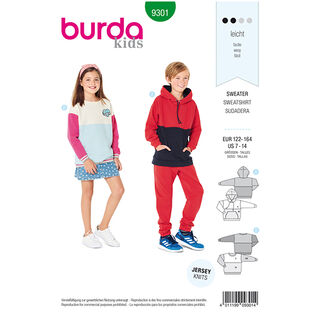 Sweatshirt/Hoodie, Burda 9301 | 122 - 164, 