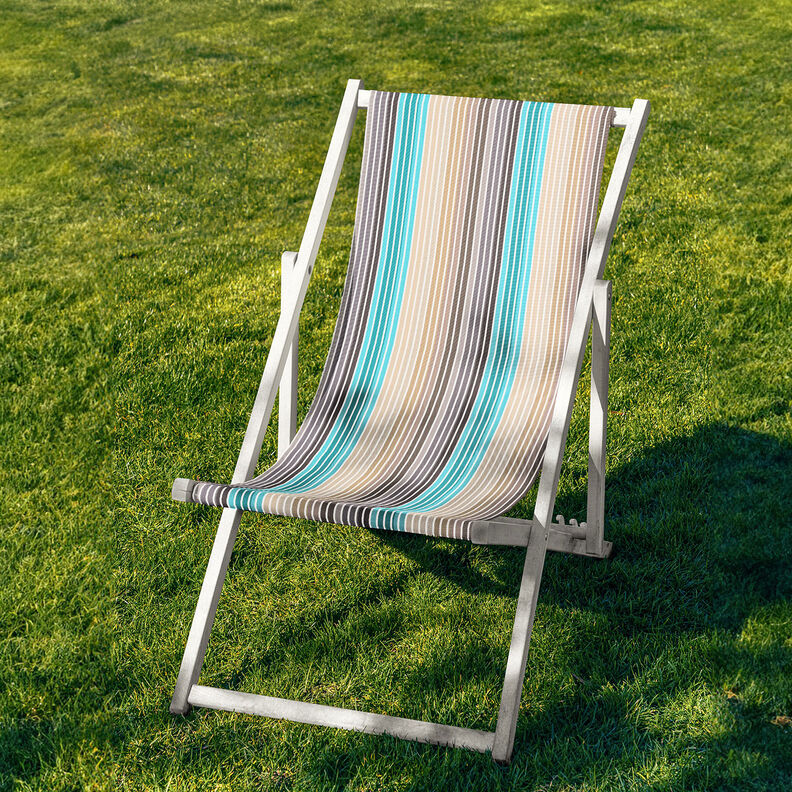 Outdoor Ligstoel stof Lengtestrepen 44 cm – cashew/turkoois,  image number 4