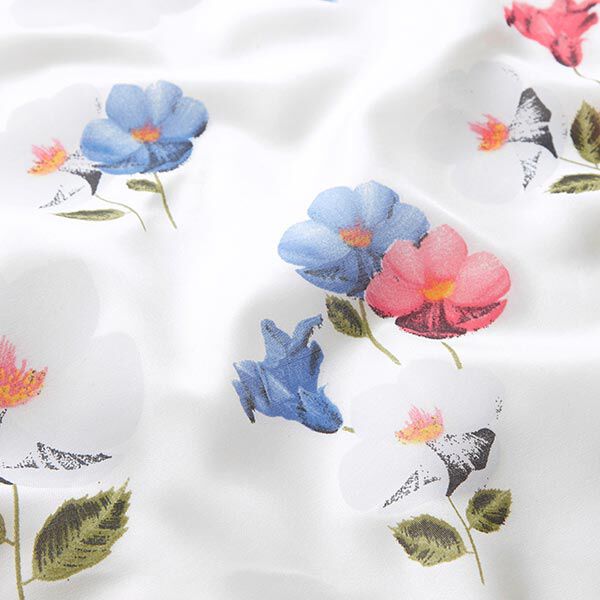 Zijde-viscose-satijn bloemen en bladeren – wit, image number 2