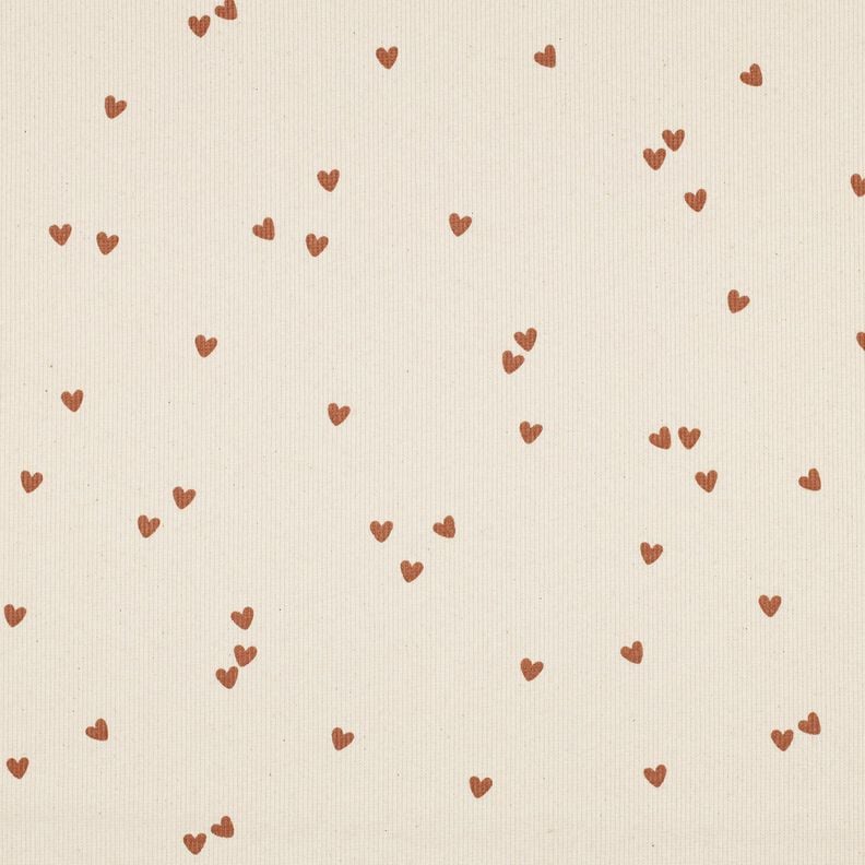 Ribjersey verspreide harten | Poppy Fabrics – lichtbeige/bruin,  image number 1