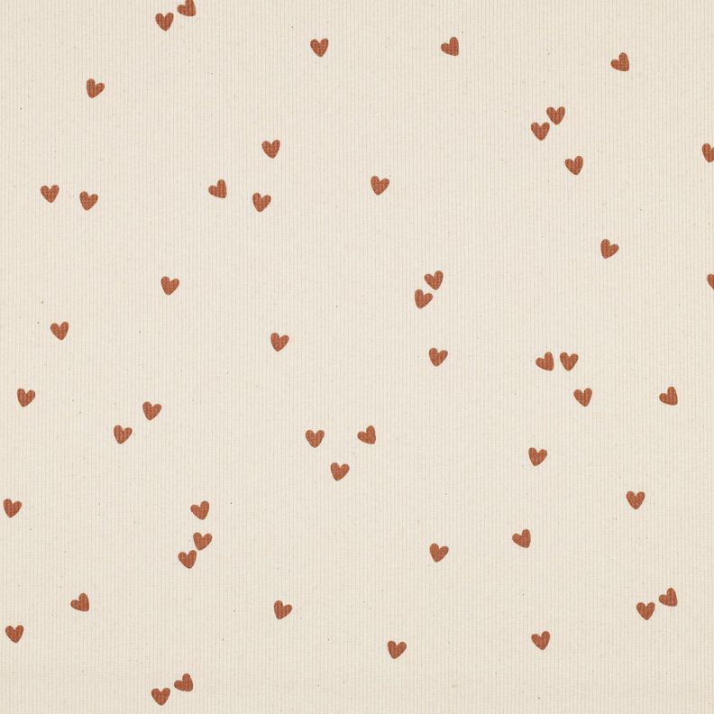 Ribjersey verspreide harten | Poppy Fabrics – lichtbeige/bruin, image number 1