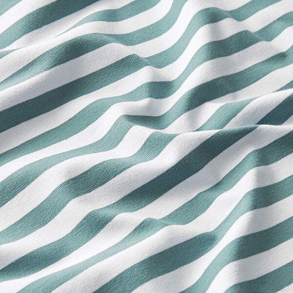 Katoenjersey brede strepen – mint/wit,  image number 2