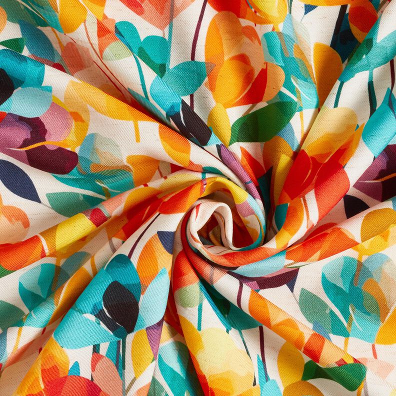 Viscose-linnen-mix gestileerde bloemen – ecru/oranje,  image number 3