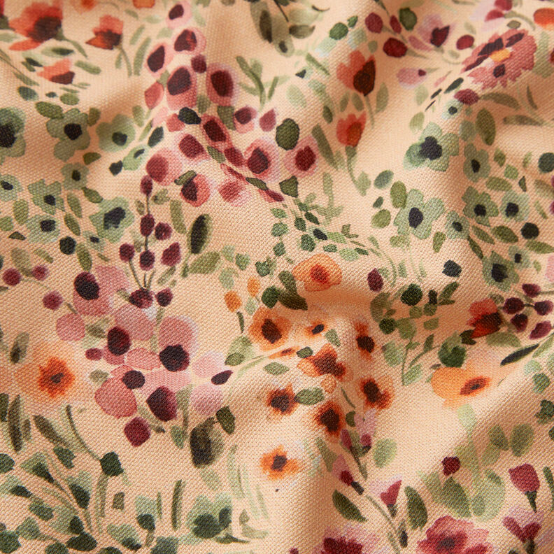 Decostof Half panama mooie bloemen – perzik/merlot,  image number 2