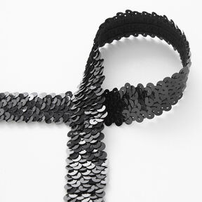 Elastisch paillettenband [30 mm] &ndash; zwart, 