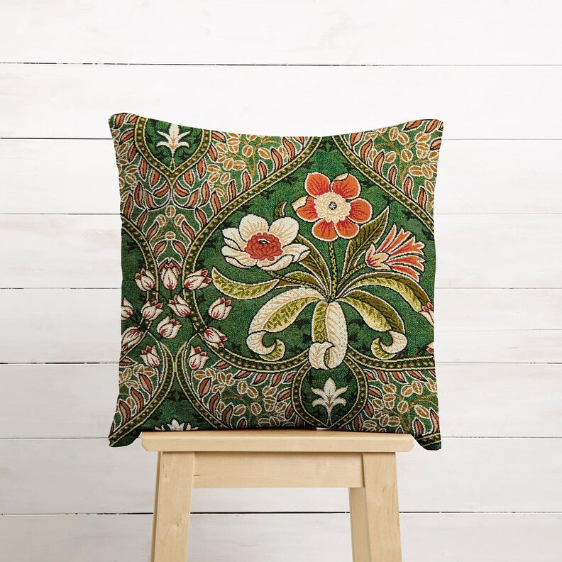 Decostof Gobelin Bloemenornamenten – groen/lichtoranje, image number 7
