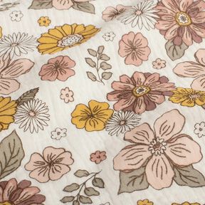 Mousseline/dubbel gehaakte stoffen Retro bloemen – wit, 