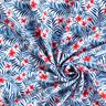 Badpakstof Bloemen en palmbladeren – wit/indigo,  thumbnail number 3