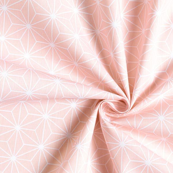 Katoenen stof Cretonne Japanse sterren Asanoha – roze,  image number 4