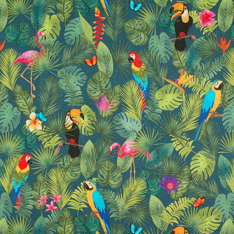 Decostof Half panama tropische vogels – donkergroen/rood,  image number 1