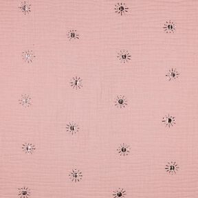 Mousseline/dubbel gehaakte stoffen zonnen Foliedruk | Poppy Fabrics – licht oudroze/pastelviolet, 