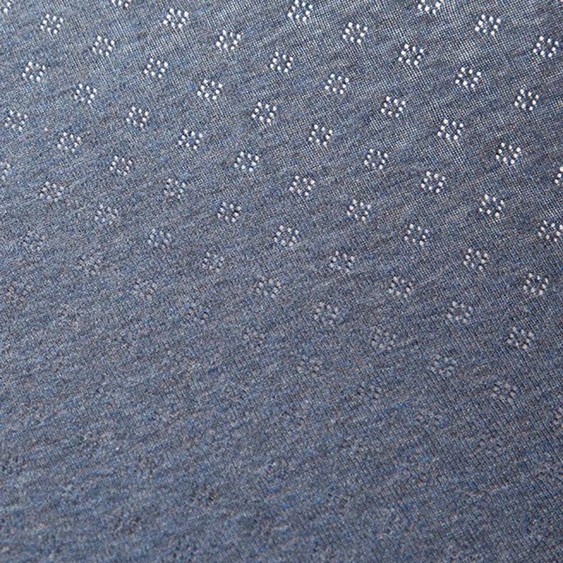 Fijngebreide jersey met gaatjesmotief Melange – jeansblauw,  image number 3