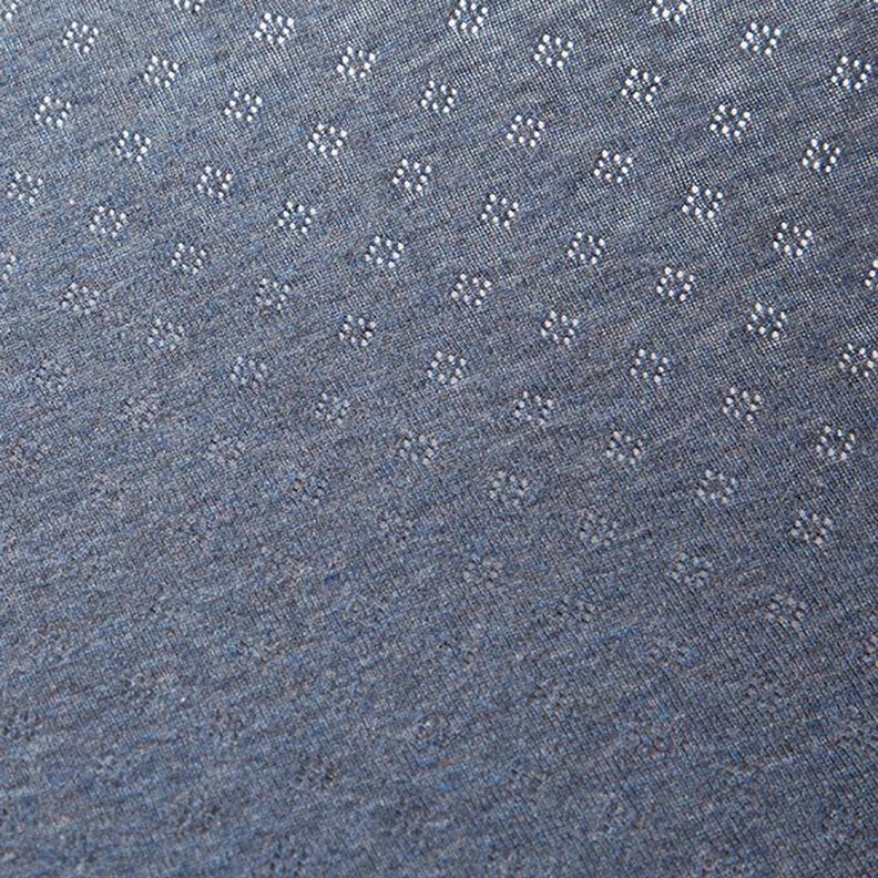 Fijngebreide jersey met gaatjesmotief Melange – jeansblauw,  image number 3