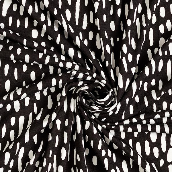 Viscose jersey druppels – zwart/wit,  image number 3
