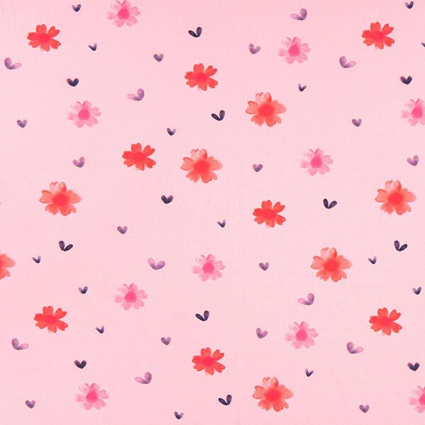 GOTS Katoenjersey Aquarel bloemen | Tula – roze, image number 1