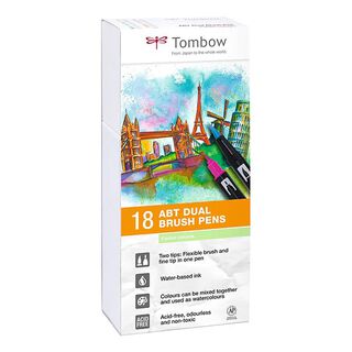 ABT Dual Brush Pen waterverf Pastelkleuren Set [ 18 Stuk ] | Tombow, 