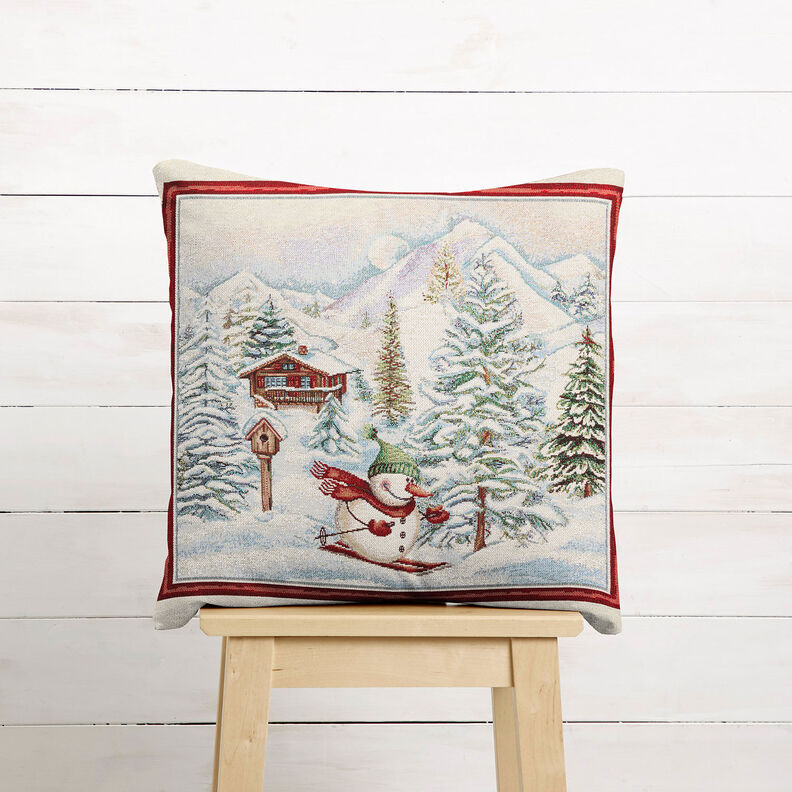 Decopaneel Gobelin Sneeuwman – karmijnrood/lichtbeige, image number 6