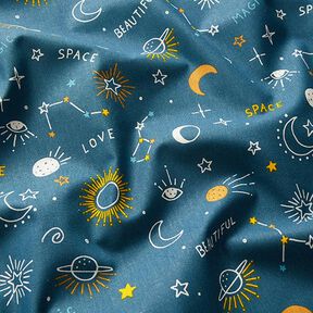 Katoenen stof Cretonne sterrenbeelden – oceaanblauw, 