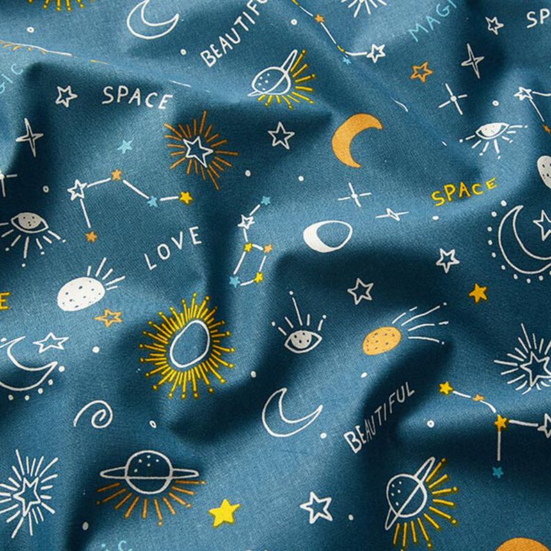 Katoenen stof Cretonne sterrenbeelden – oceaanblauw,  image number 2