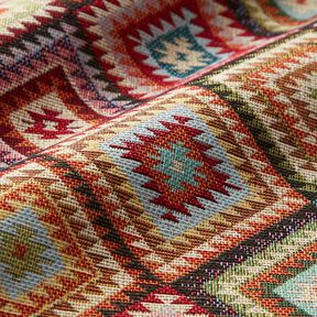 Decostof Gobelin gekartelde diamanten – lichtbeige/karmijnrood, 