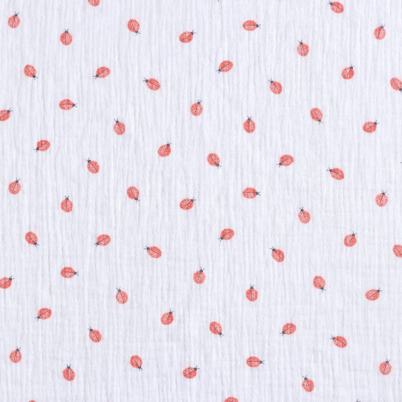 Mousseline/dubbel gehaakte stoffen Lieveheersbeestje Digitaal printen | Poppy Fabrics – wit,  image number 1