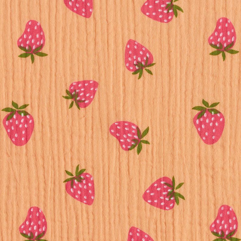 Mousseline/dubbel gehaakte stoffen Aardbeien – perzik,  image number 1