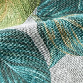 Decostof Canvas Ficusbladeren – blauwe spar/grijs, 
