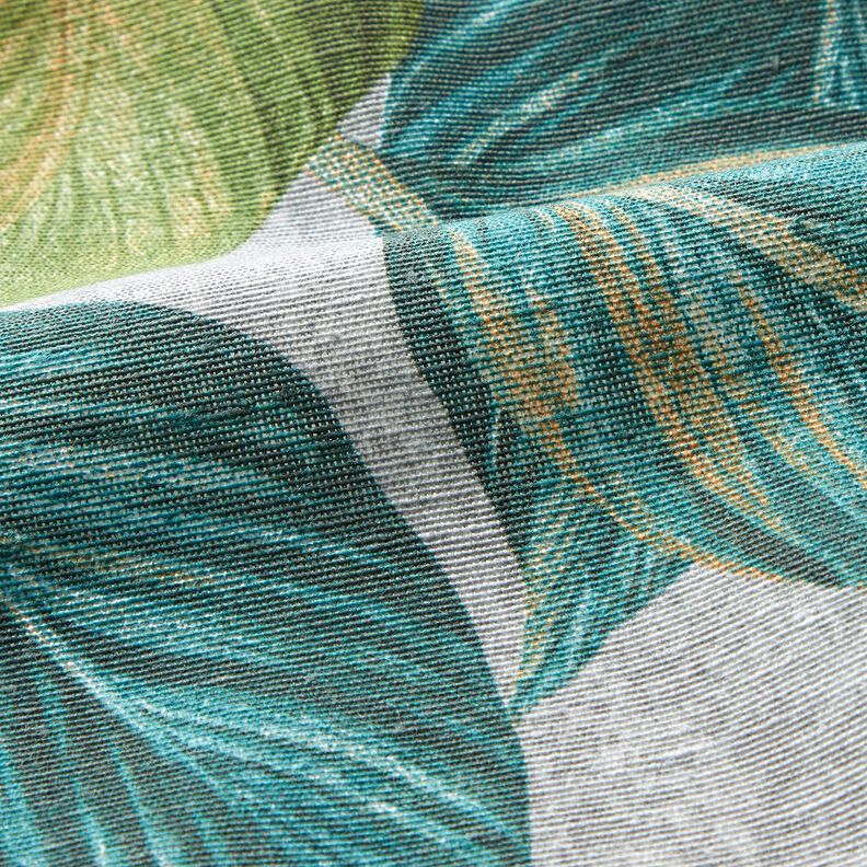 Decostof Canvas Ficusbladeren – blauwe spar/grijs, image number 2