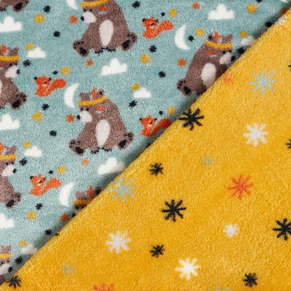Wellnessfleece Doubleface Beer met veren – lichtgrijs/donkerbruin, image number 1