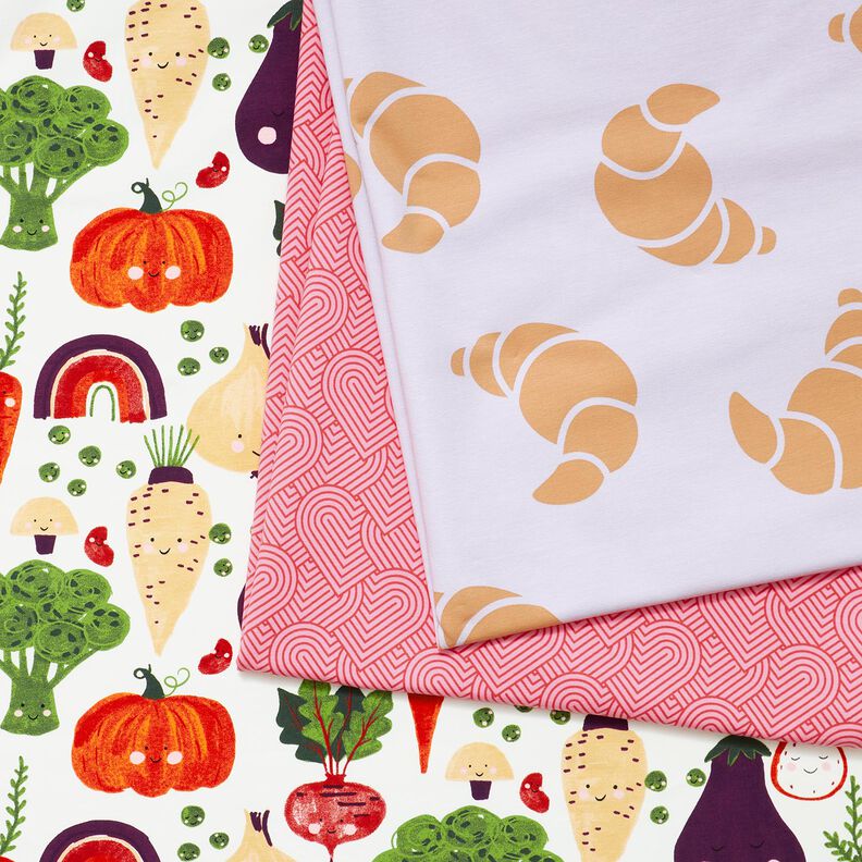 French Terry sommersweat Grote croissants – pastellila,  image number 5