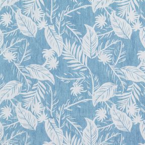 Katoenen chambray palmbomen – lichtblauw/ivoor, 
