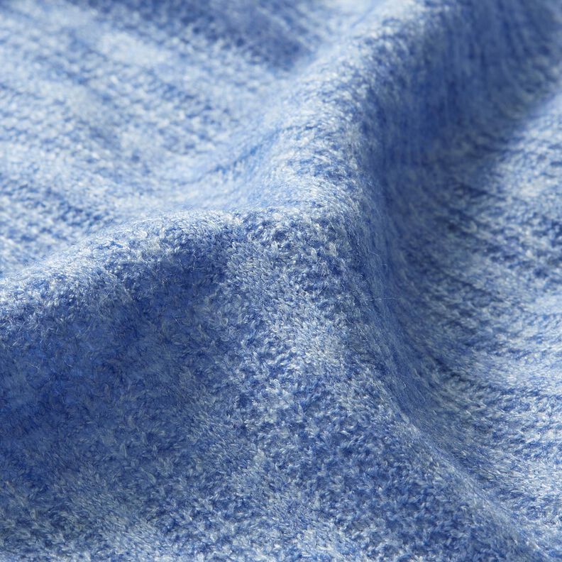 Gebreide stof met kabelpatroon gemêleerd – licht jeansblauw,  image number 2