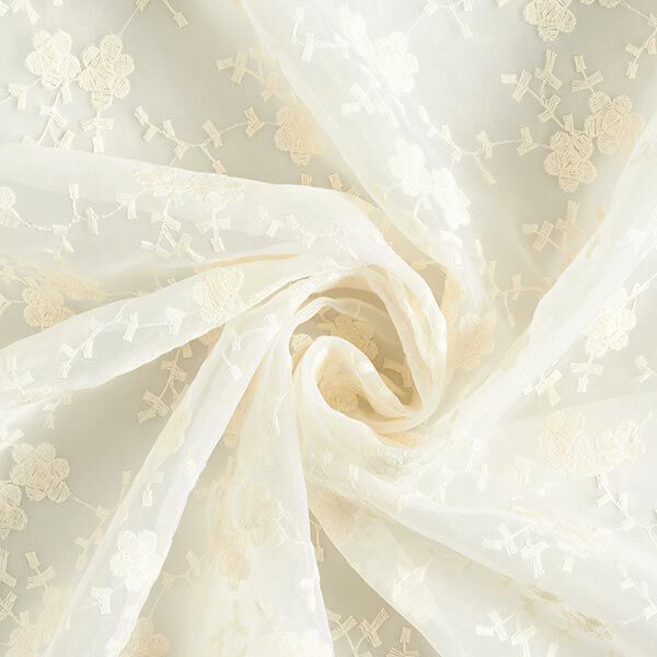Organza geborduurde bloemen en twijgen – ecru, image number 3