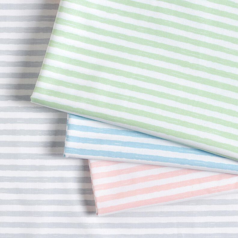 Katoenen stof Cretonne casual strepen – licht mint/wit,  image number 5