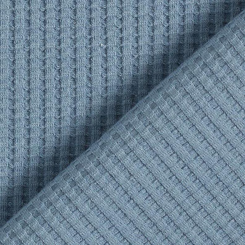 Katoenen wafel jersey effen – jeansblauw,  image number 3