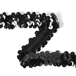 Elastische paillettenboord (20 mm) 12 – zwart, 