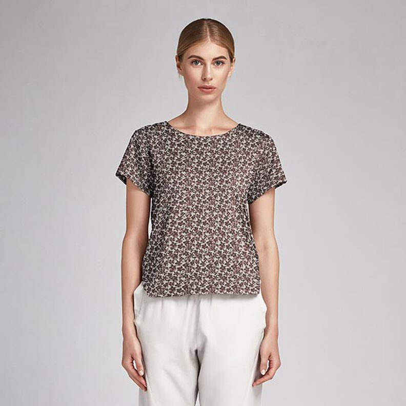 Katoenpopeline bloemenzee – taupe/bruin, image number 5
