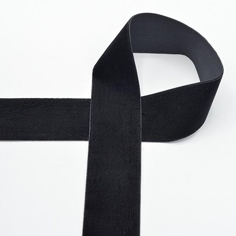 Fluweelband Effen [36 mm] – zwart,  image number 1