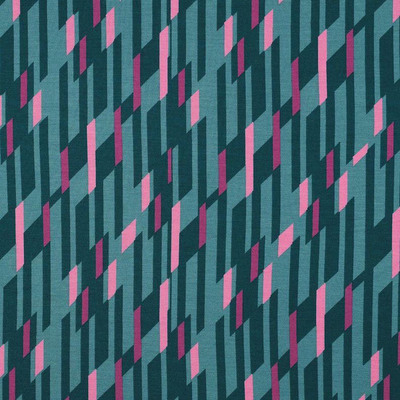 Romaniet jersey abstracte ruiten – petroleum/roze,  image number 1